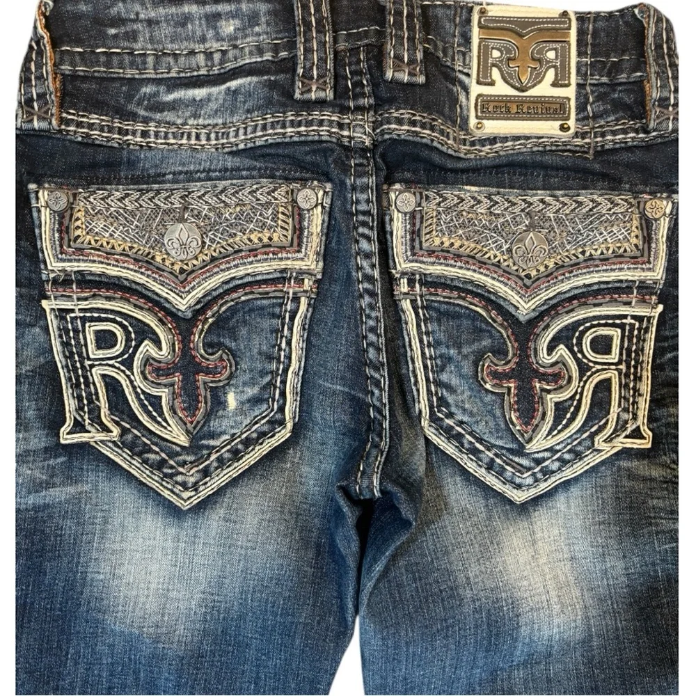 Rock Revival Chase Biker Dark Blue Relaxed Men's Jeans collectors edition - Picture 11 of 13